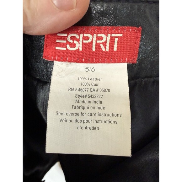 Y2K Vintage Esprit Black Leather Mini Skirt S Fully Lined 28" Waist Iconic - Picture 5 of 11